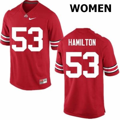 NCAA Ohio State Buckeyes Women's #53 Davon Hamilton Red Nike Football College Jersey XDS0545ZX